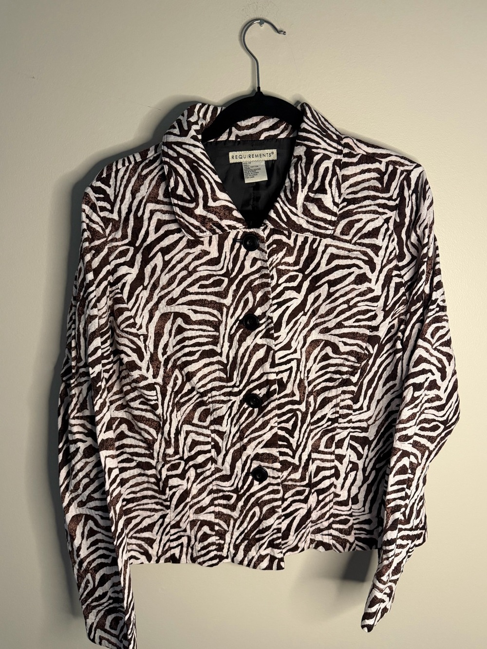 Y2K Brown Zebra Button up top Requirements M